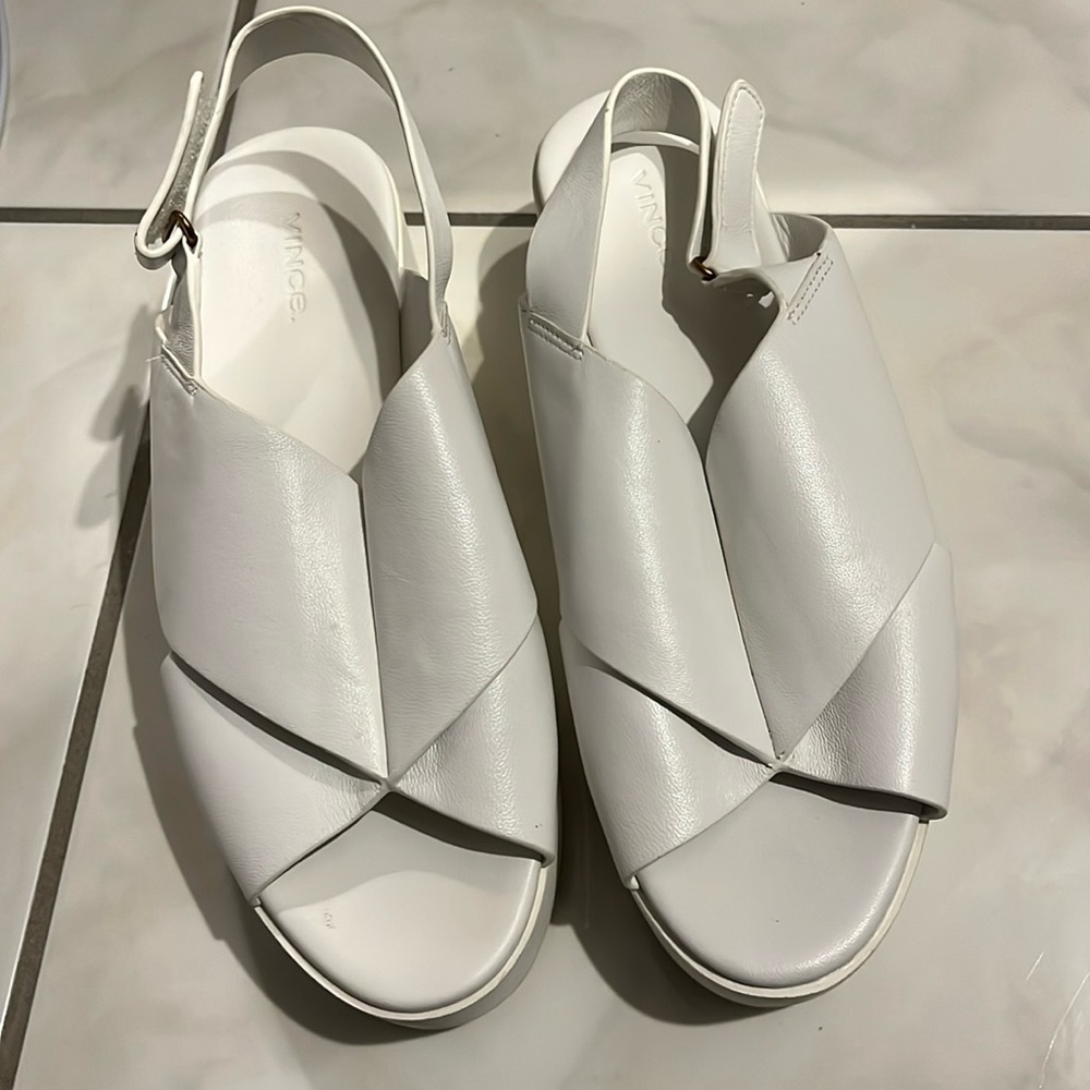 Women Vince Jenaya-B Sport Platform Slingback Sandal Leather White